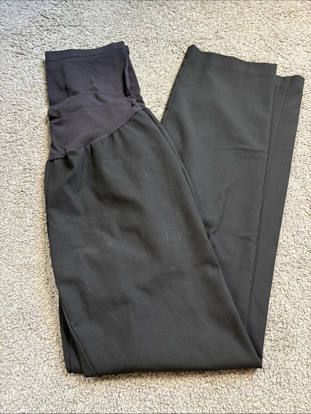Motherhood Maternity Black Ponte Maternity Leggings with Fold-Over Waist